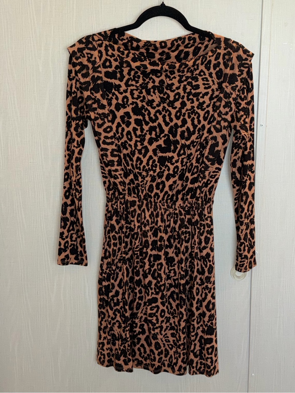 Rachel Pally Crew Long Sleeve Dress Leopard XS Above The Knee Stretchy